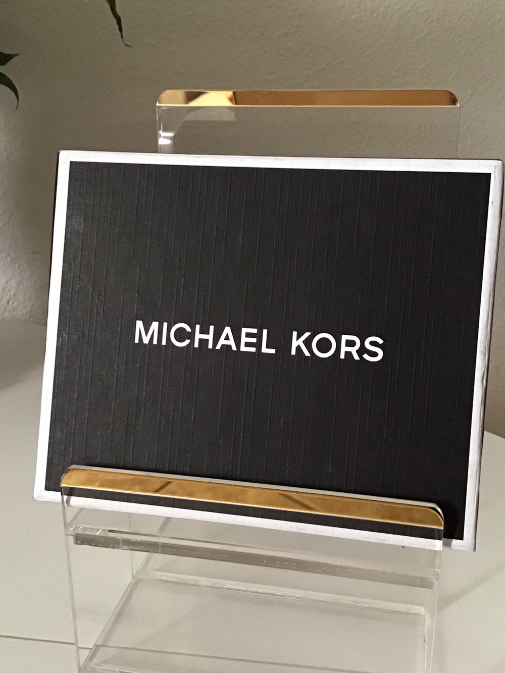 Michael Kors Black and White Logo Box with Gold Accent